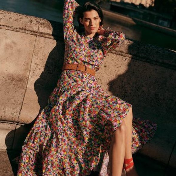 Boden Dresses & Skirts - Boden | Tiered Maxi Dress Cherry Red Paintbox Ditsy